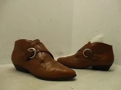 Nine West Mercedes Brown Leather Ankle Boots Womens Size 6 M • $29.95