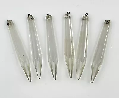 Vintage Chandelier Crystals Rectangle Prisms Lot Of 6 Glass Lamp Parts 3  Long • $39.95