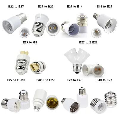 GU10 E27 E14 B22 Round Bulb Extender White Holder Adapter Lot Lamp Light • £2.39