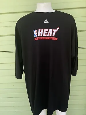 NBA MIAMI HEAT ADIDAS MEN WARM UP BLACK SHIRT SWEATSHIRT Size 2XLT #5041A • $19.49