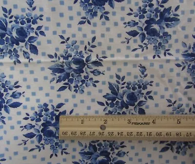 VTG Feedsack Full Open Delft Blue Floral Square Dots 34 W X 43  Flowers • $35