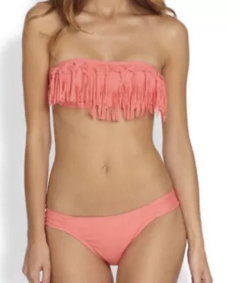 L*SPACE WOMEN DOTTY KNOTTED FRINGE BIKINI SET Sz M • $65