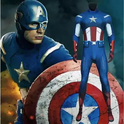 Marvel The Avengers Captain America Cosplay Bodysuit 3D Printing Jumpsuit Adults • $46.97