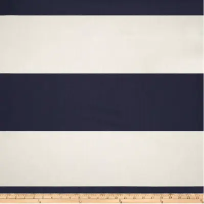 Premier Prints Cabana Navy Blue Wide Stripe Cotton Fabric 2 Yards 54 W • $14