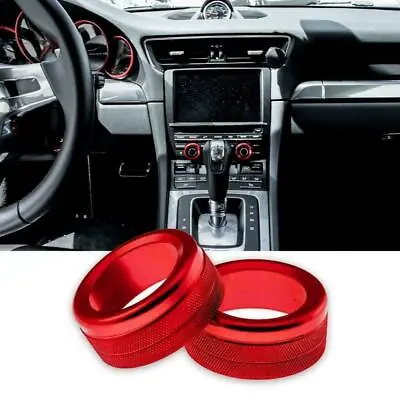 $15.99 • Buy 2x Red Alloy Volume Radio Switch Knob Covers For Porsche 911 Cayenne Macan 718