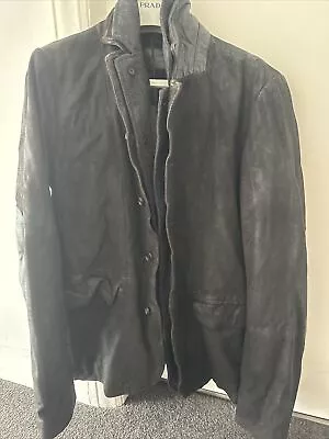 Men’s All Saints Survey Blazer Leather Jacket Anthracite Grey Size XL • £199.99