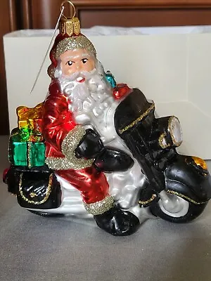 Glassware Art Studio Santa On A Bike Ornament Christmas Hanging Ornaments • $24.99