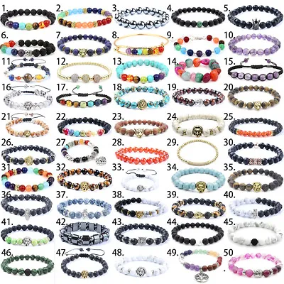 $3.44 • Buy 7 Chakra Healing Beaded Bracelets Natural Lava Stone Diffuser Bracelets Jewelry