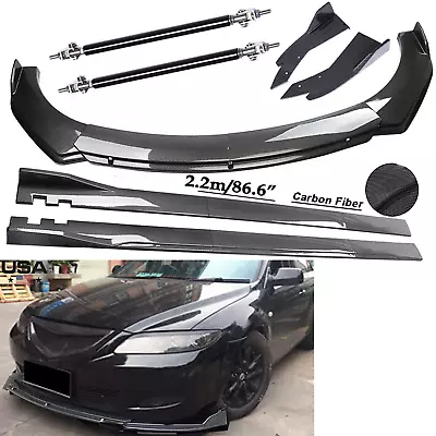 For Mazda 2 3 5 6 CX-3 Carbon Fiber Front Bumper Lip Spoiler 86.6  Side Skirt • $149.99