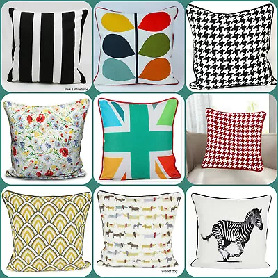 100% Cotton Printed Cushion Cover Zipped Entry Pillowcase Home Sofa Decor 18x18  • £3.49