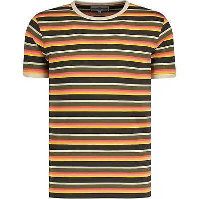 NEW MADCAP RETRO 70s 80s MENS MOD STRIPED T-SHIRT Shirt Tee Top Dekker MC1044 • £29.50