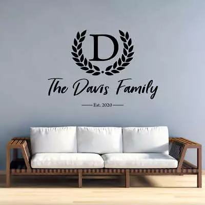 Monogram Family Name Wall Decals Custom Wall Decor Personalized Established VWAQ • $12.99