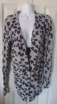 Victoria's Secret Pink Gray Cardigan Sweater Button Front Animal Print Small  • $3