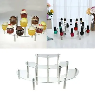 £20.54 • Buy Clear Acrylic Half Moon Server Cupcake Dessert Stand Collectible Display Risers
