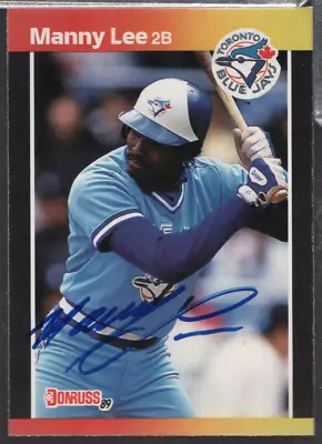 Manny Lee Blue Jays Autographed 1988 Leaf Donruss #504 W/COA 101923NPCD367 • $17.54