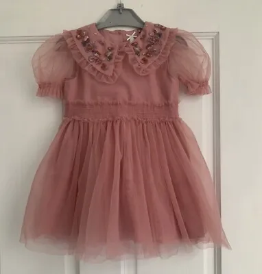 £8.99 • Buy Next Girls Party Dress Occasion Dress Pink Embroidered Dress 12-18 Months