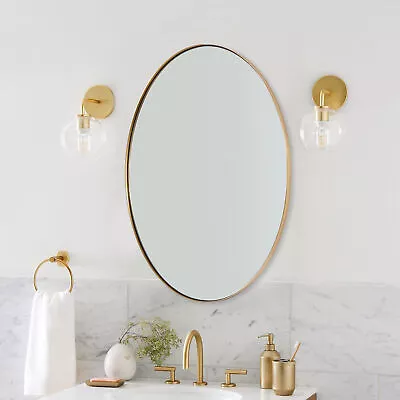 ANDY STAR 22 X 30 Inch Oval Wall Hanging Bathroom Vanity Mirror Gold (Open Box) • $56.71