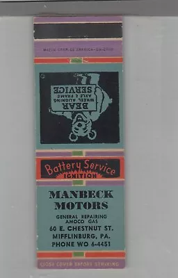 Matchbook Cover Bear Wheel Alignment Manbeck Motors Mifflinburg PA • $4.95