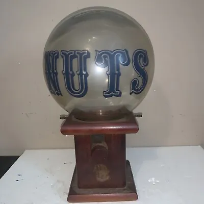 Vintage “NUTS” Glass Globe Nut / Peanut Dispenser Excellent Condition • $45