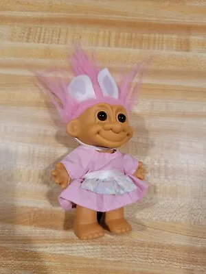 PRE OWNED RUSS TROLL Pink HAIR DOLL W/Clothes And Bunny Ears • $12.99