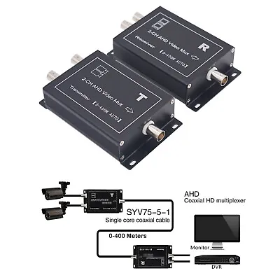 2 X Video Multiplexer Over Coaxial Cable RG59 Converter Extender HD AHD Cam 400m • $58.65