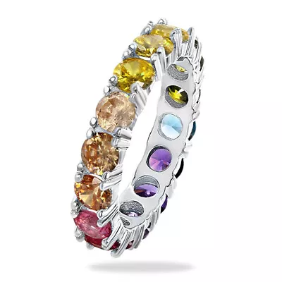 Fashion Multi-colors Gemstone 925 Silver Rings For Women Jewelry Gift Size 6-10 • $4.57