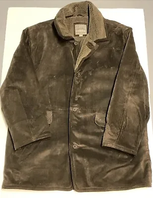PACIFIC TRAIL Mens XL Dark Brown Genuine Leather Winter Ranch Farm Coat VGC! • $20