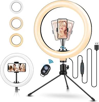 10  Ring Light W/ Tripod Stand Clamp Phone Holder - Youtube TikTok Instagram • £10.99