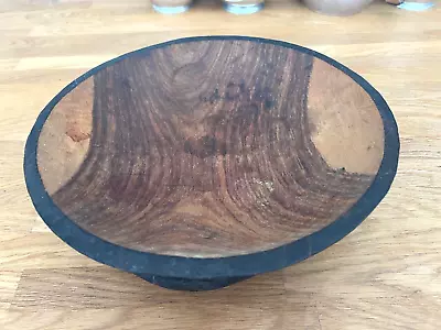 VINTAGE Hand Carved Wooden Bowl - Circular Varied Grain - Possibly Antipodean • £15