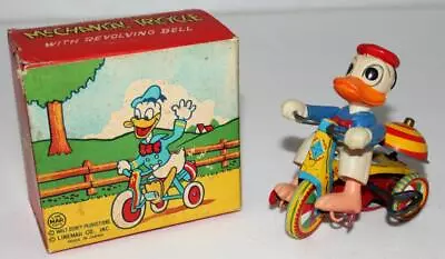 EX! ALL ORIGINAL SET👍DISNEY 1950s DONALD DUCK LITHOGRAPHED MECHANICAL TRICYCLE! • $349.99