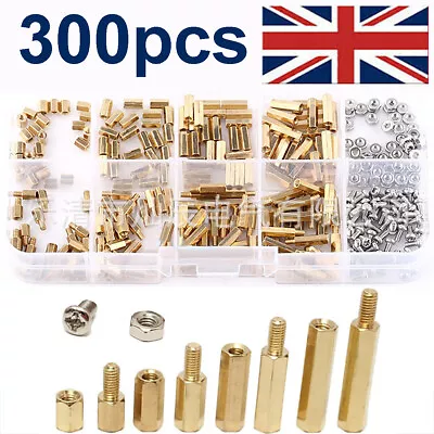 300pcs M2 Brass Hex Male Female Screws Set Standoff Support Spacer Pillar Set • £8.39