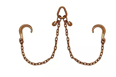 Towing V Chain With J Hooks 8  Grade 70 V-Bridle 5/16  X 3 FT 5400 Lbs • $64.99