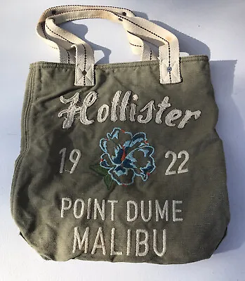 Vtg Distressed Hollister Malibu Tote Canvas Flower Khaki Point Dome 1922 • £9.49