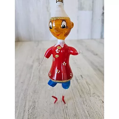Decarlini? Italian Pinocchio Boy Figural Ornament Glass Vintage AS IS Xmas Tree • $32.17