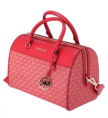 Michael Kors Jet Set Travel Medium Duffle Bag Satchel Bright Red NEW • $119