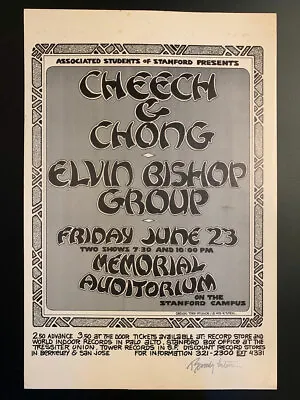 Cheech & Chong Concert Poster 1972 Stanford University Elvin Bishop Randy Tut... • $250.25