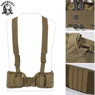 Tactical Molle Waist Padded Belt W/ Suspender Combat Multifunction Hunting Strap • $15.97