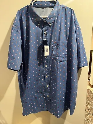 Izod Big & Tall Blue Short Sleeve Shirt With Pink Flamingos Mens Size  4xl Nwt • $29.99