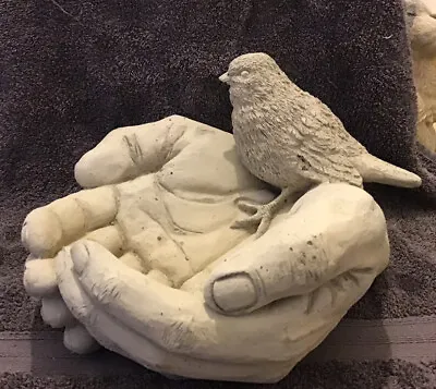 Bird In Hand Stone Bath Feeder Concrete Garden Ornament Gift Free Postage • £24.95