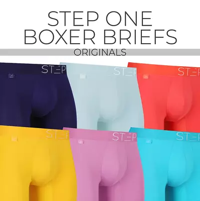 STEP ONE New Mens Boxer Briefs (Longer) Bamboo Underwear- Originals • £18