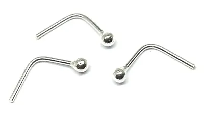 3 X L Shape Sterling Silver 1.5mm Ball Nose Studs Piercing New Body Jewellery • £2.96