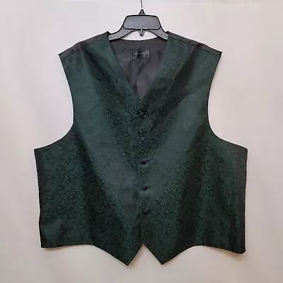 Pronto Uomo Vest Men's Green And Black Size XL V-Neck Button Front • $15.99