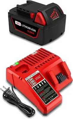 9AH For Milwaukee 18V XC8.0 M18 Battery And Charger Combo Kit 48-11-1880 • $79.99