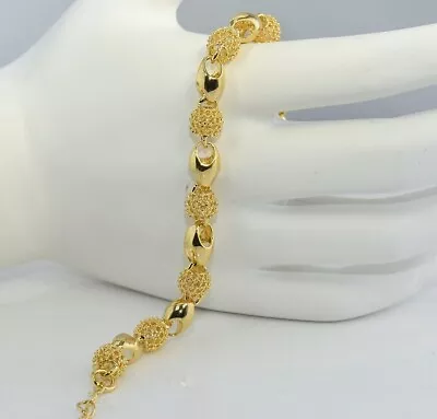 18K Yellow Gold Filled Prom Lady Bracelet 6.5mm 7  Xmas Birthday Evening B/312m • £6.99