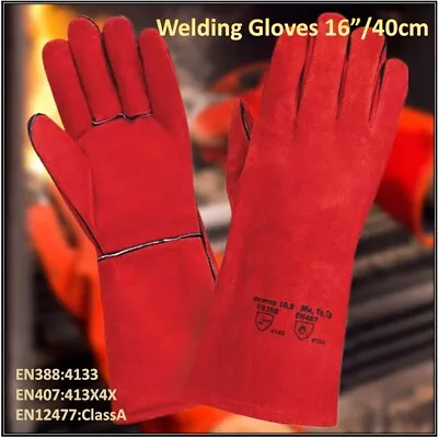 Welding Gloves Heat Resistant BBQ/Oven/MIG/TIG Welder Welder Gauntlets XL • £6.99
