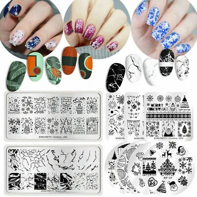 BORN PRETTY Christmas Nail Stamping Plates Nail Art Stamp Stencils Template DIY • $1.22