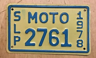 1978 Slp  Mexico Motorcycle  Cycle  License Plate    Slp 2761   San Luis Potosi • $49.99