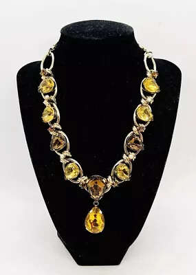 $325 • Buy Henkel & Grosse For Dior Citrine & Topaz Rhinestone Necklace Vintage Jewelry
