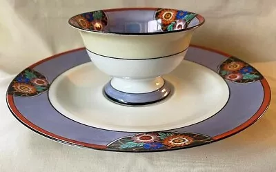 Noritake Art Deco 2 Piece Very Large Serving Set Abstract Floral Pattern Luster • $38.95