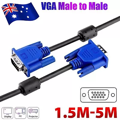 VGA SVGA 15pin Male To Male Cable Extension Cable PC Monitor LCD HD Screen Cable • $11.99